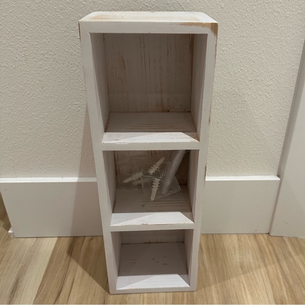 Rustic White Wooden Wall Cube Shelf Target Threshold